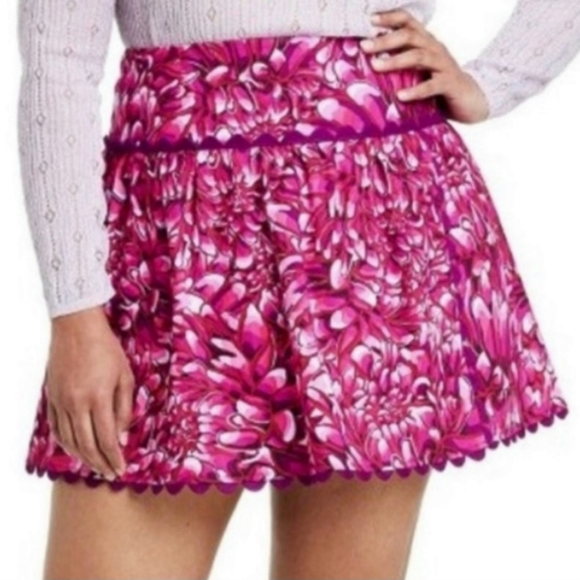 Kika Vargas for Target Mini Skirt Pink / Purple Scalloped Hem Floral Size 2 NWT - Picture 3 of 12